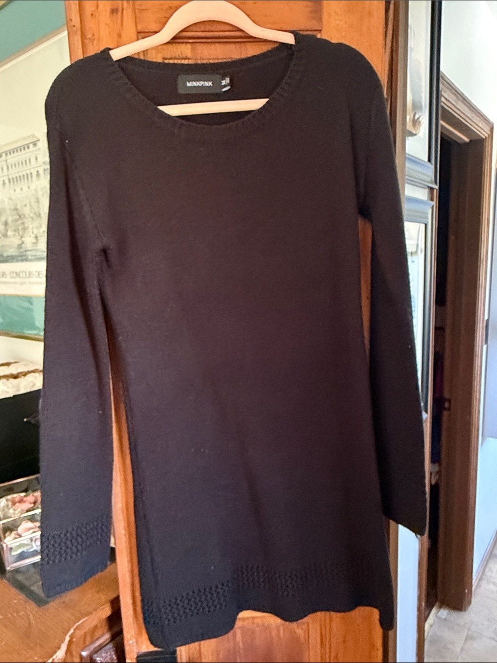 MINKPINK Black Long-Sleeve Knit sweater Dress